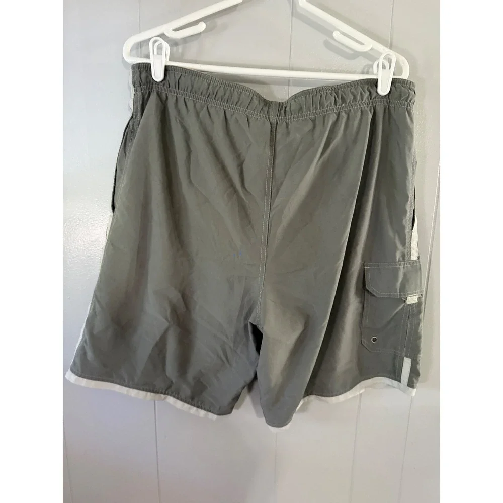 Ocean Pacific‎ Swim Trunks Mens Size M Board Shorts Cargo Pocket Gray Solid EUC
